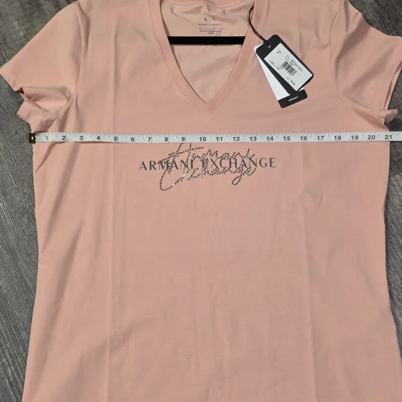 Armani Exchange Women's Pink V-Neck Top - Picture 2 of 4